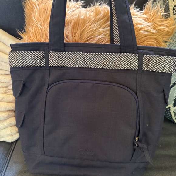 OGIO Women's Melrose Tote Laptop Bag Storm NAVY Large Buttons Pockets - Picture 5 of 7